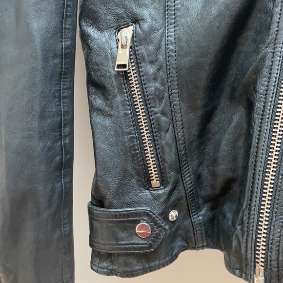 Lamarque leather jacket with grey hood insert - Picture 3 of 7